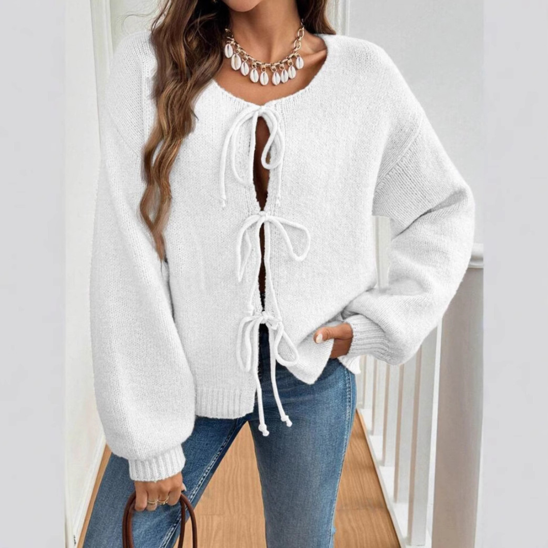 ADRIENNE | Tie-Front Casual Knit Cardigan