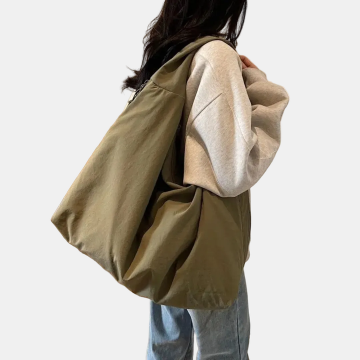 Women's Slouchy Hobo Shoulder Bag with Side Zip Pockets