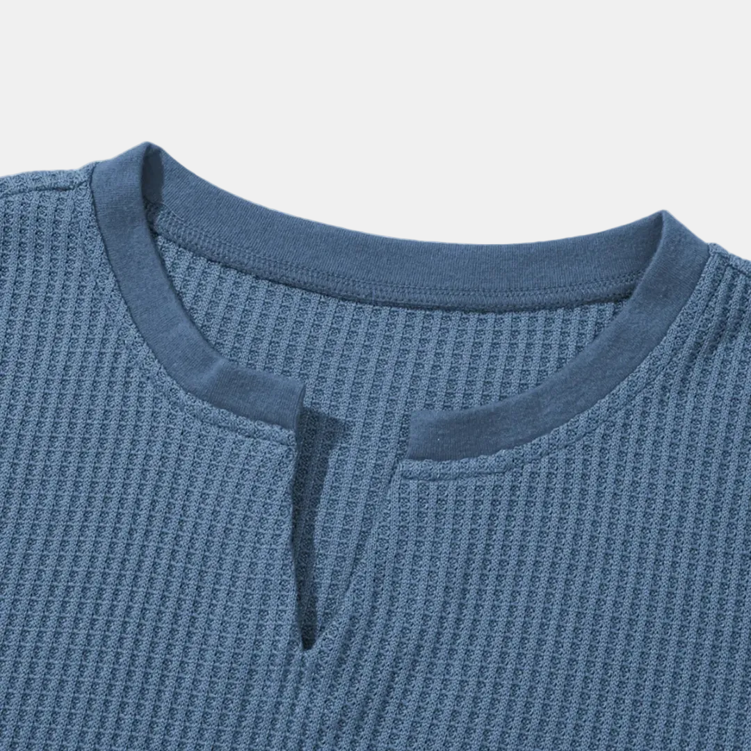 Women's Colorblock Waffle Knit V-Neck Oversized T Shirt
