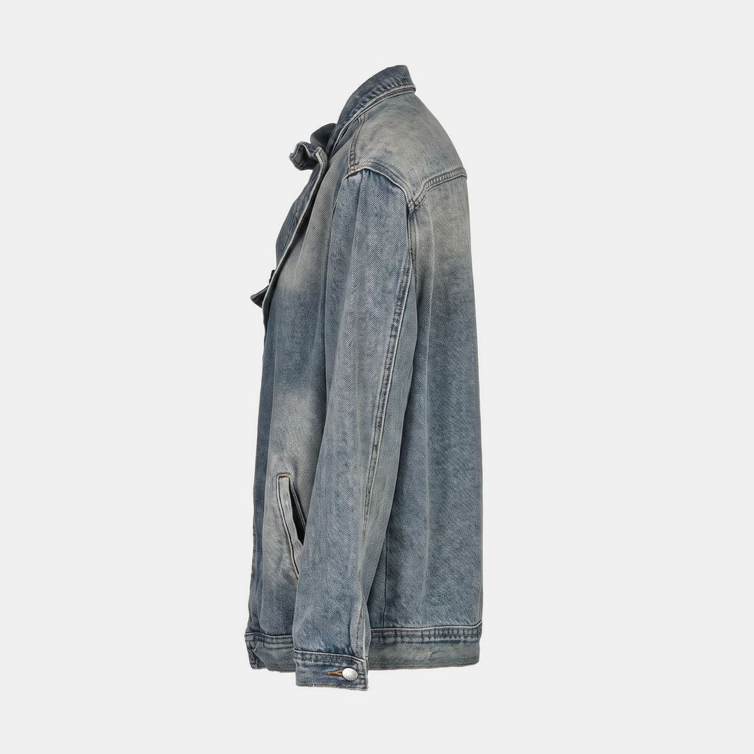 Women's Asymmetrical Button Front Washed Denim Jacket