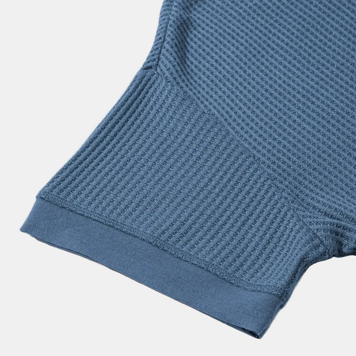 Women's Colorblock Waffle Knit V-Neck Oversized T Shirt