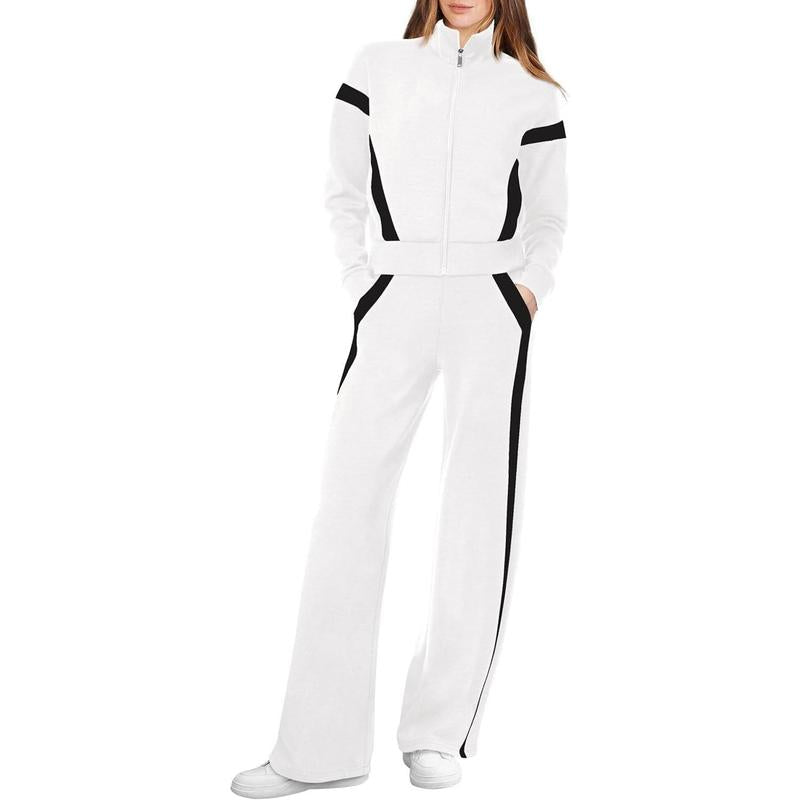 ARIANA | Women’s Sporty Zip Up Sweatsuit & Wide Leg Pants Set