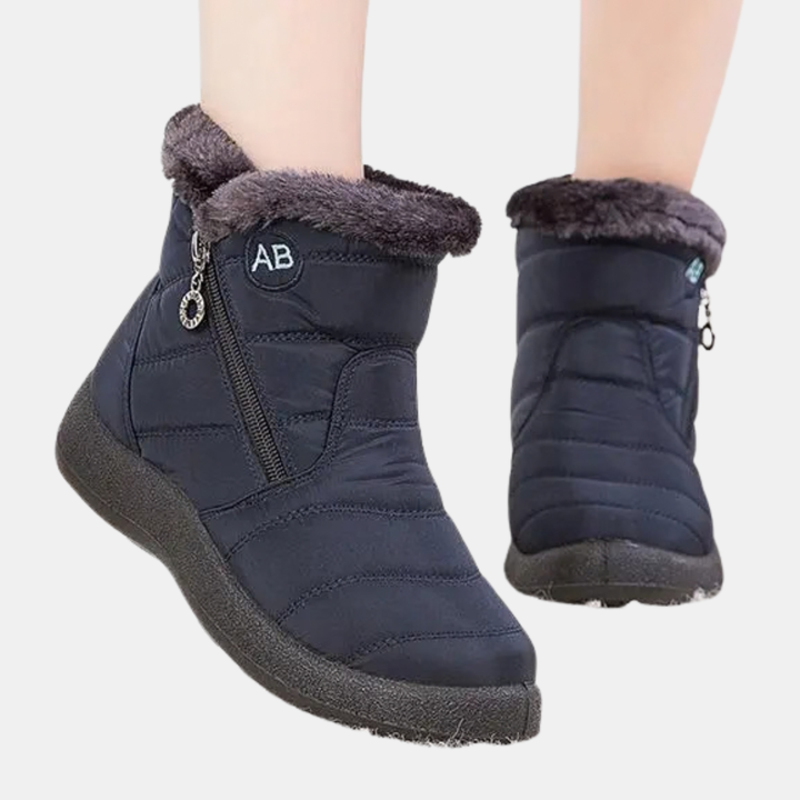 Bottines après-ski femme matelassées, col en fausse fourrure