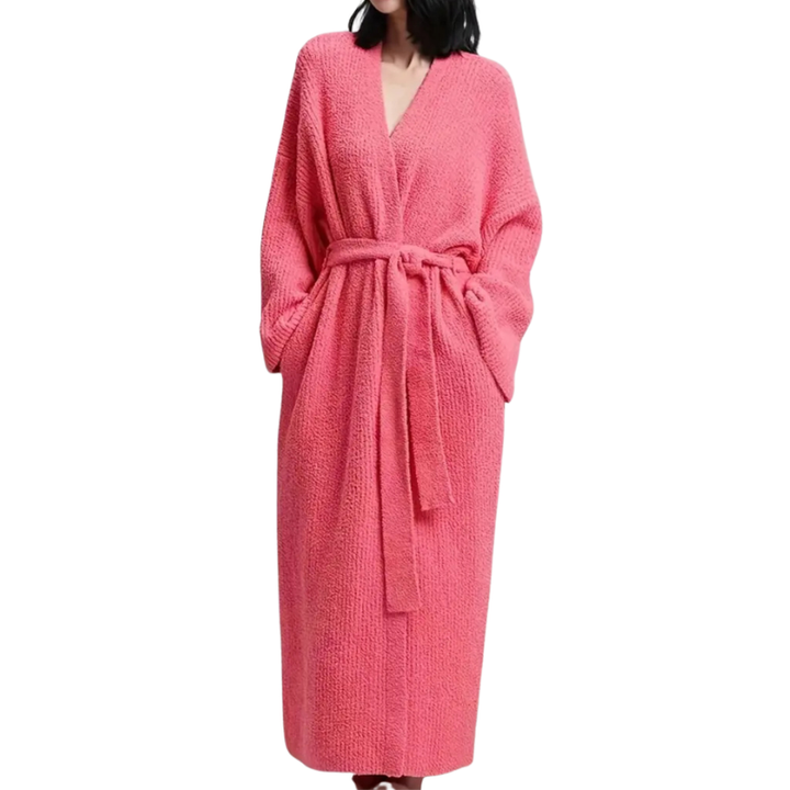 THALIA | Comfy Warm Long Ribbed Knit Robe