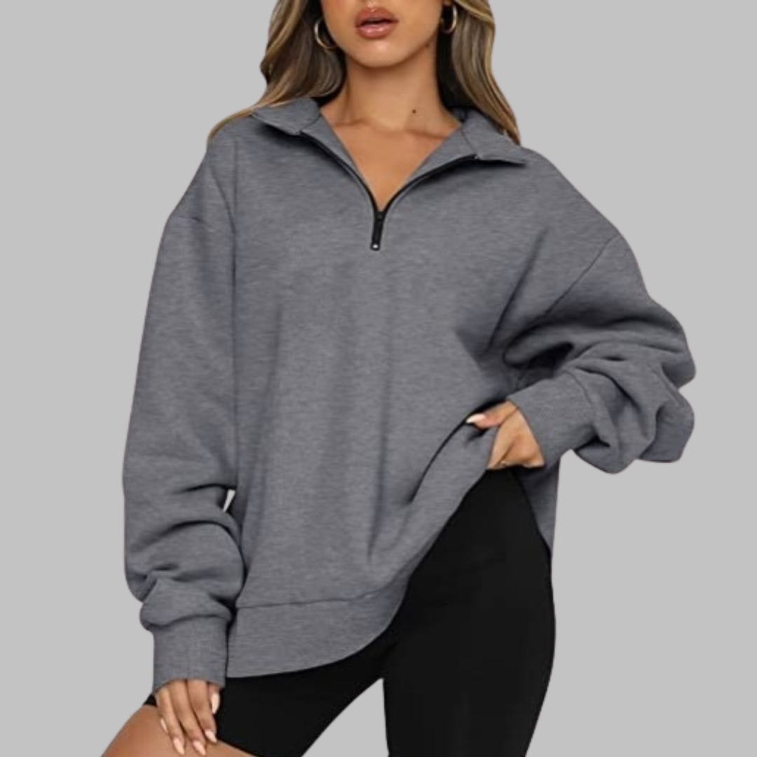 TENLEY | Casual Oversized Half Zip Long Sleeve Sweatshirt