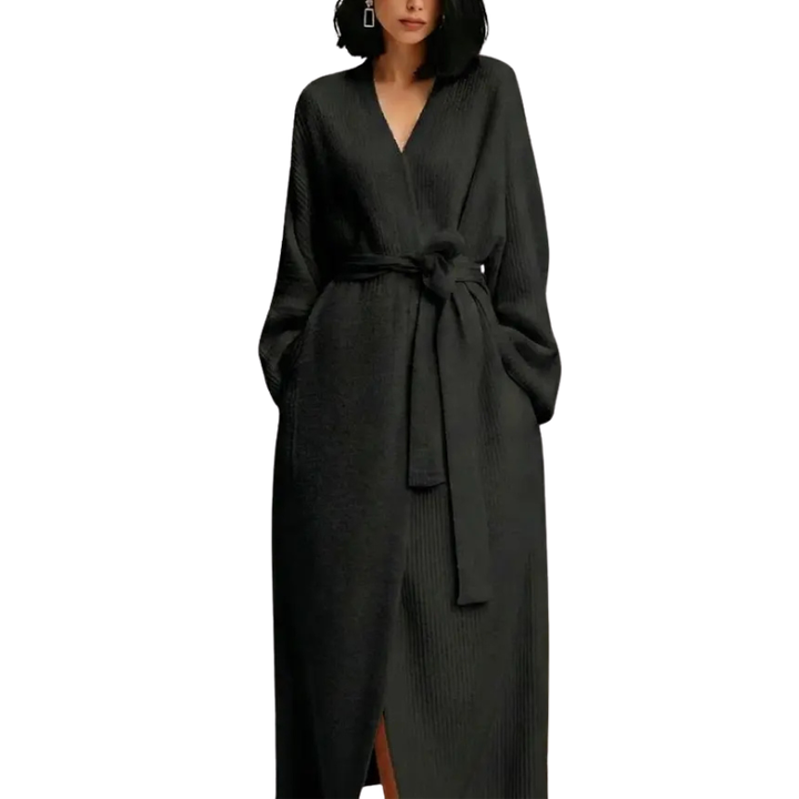 THALIA | Comfy Warm Long Ribbed Knit Robe