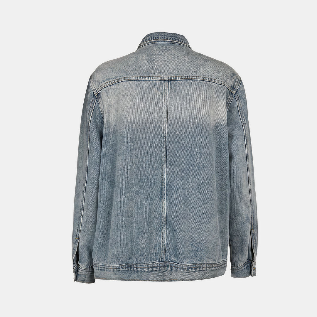 Women's Asymmetrical Button Front Washed Denim Jacket