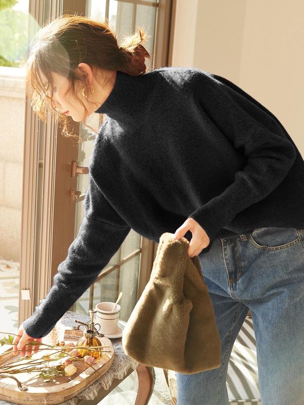 CAMILLE | Women High Neck Loose Knit Pullover Sweater