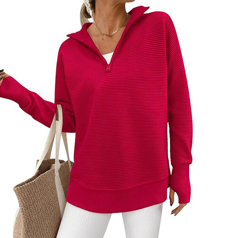 ENNA | Women Quarter Zip Rib Knit Pullover Sweater