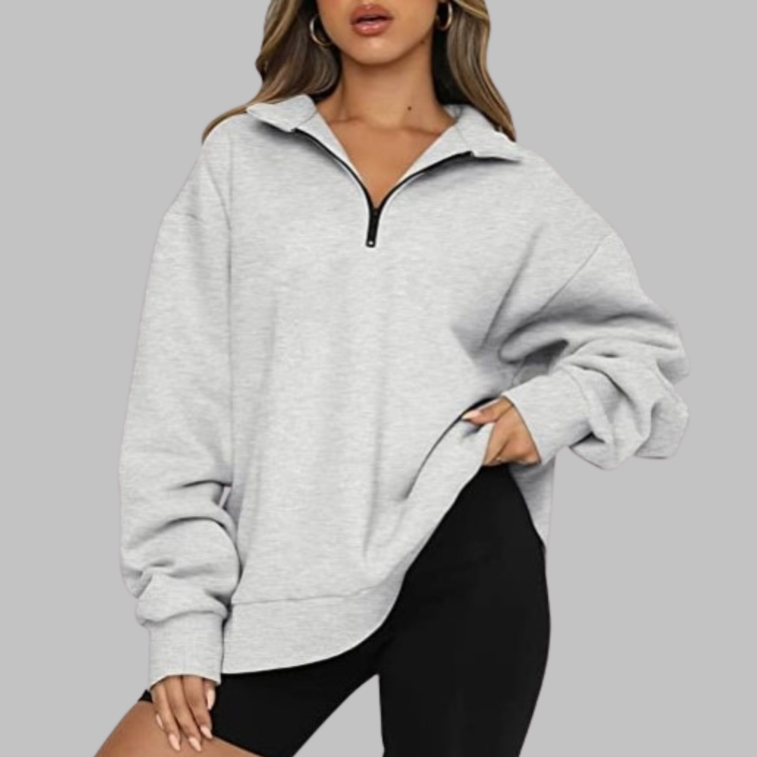 TENLEY | Casual Oversized Half Zip Long Sleeve Sweatshirt