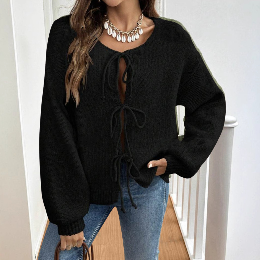 ADRIENNE | Tie-Front Casual Knit Cardigan