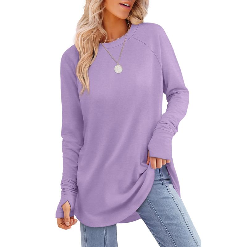 MIRA | Women's Long Sleeve Tunic Top with Thumb Hole and Curved Hem