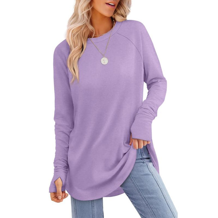 MIRA | Women's Long Sleeve Tunic Top with Thumb Hole and Curved Hem