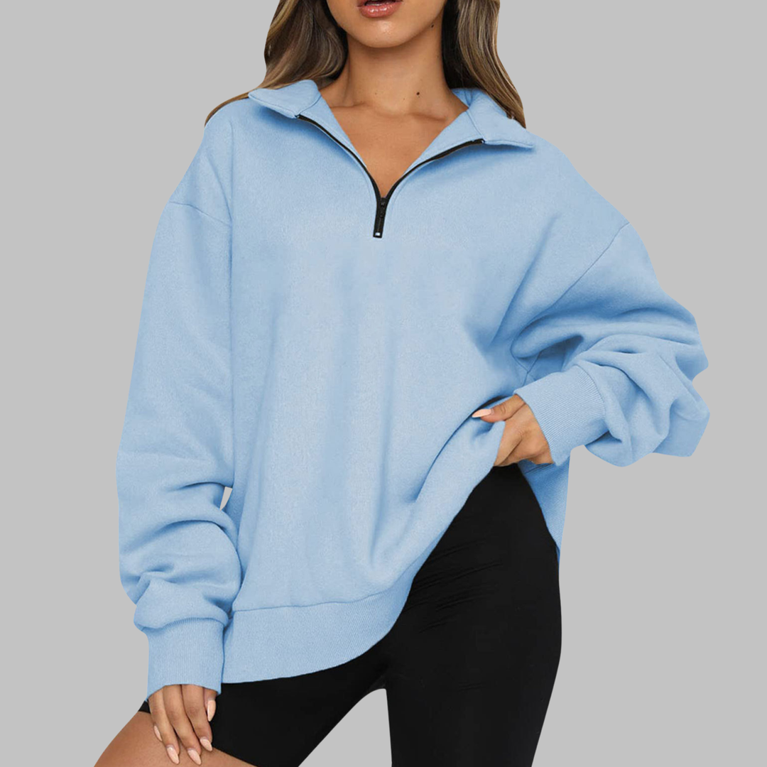 TENLEY | Casual Oversized Half Zip Long Sleeve Sweatshirt