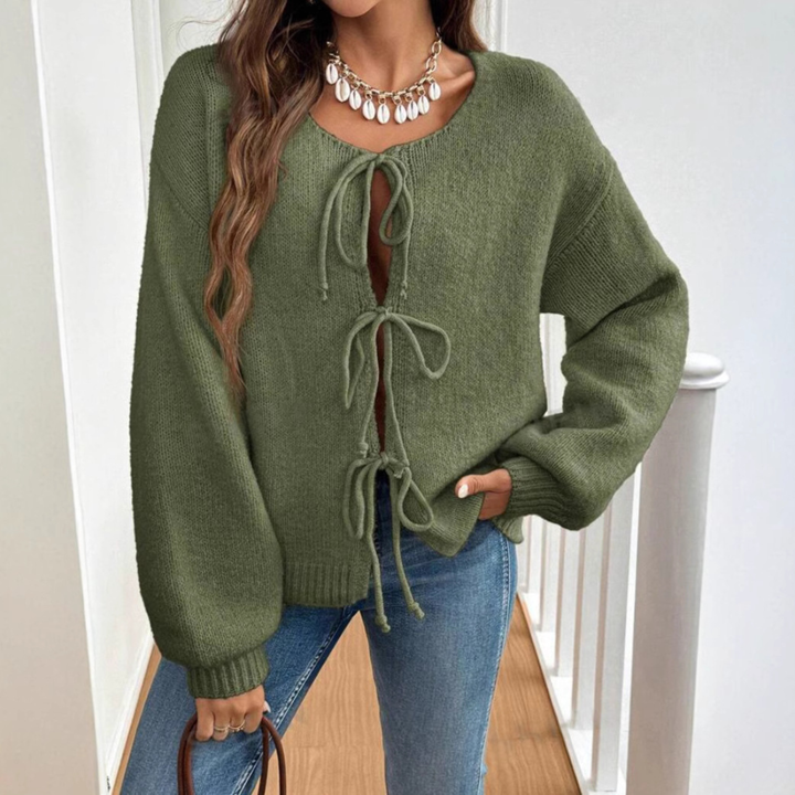 ADRIENNE | Tie-Front Casual Knit Cardigan