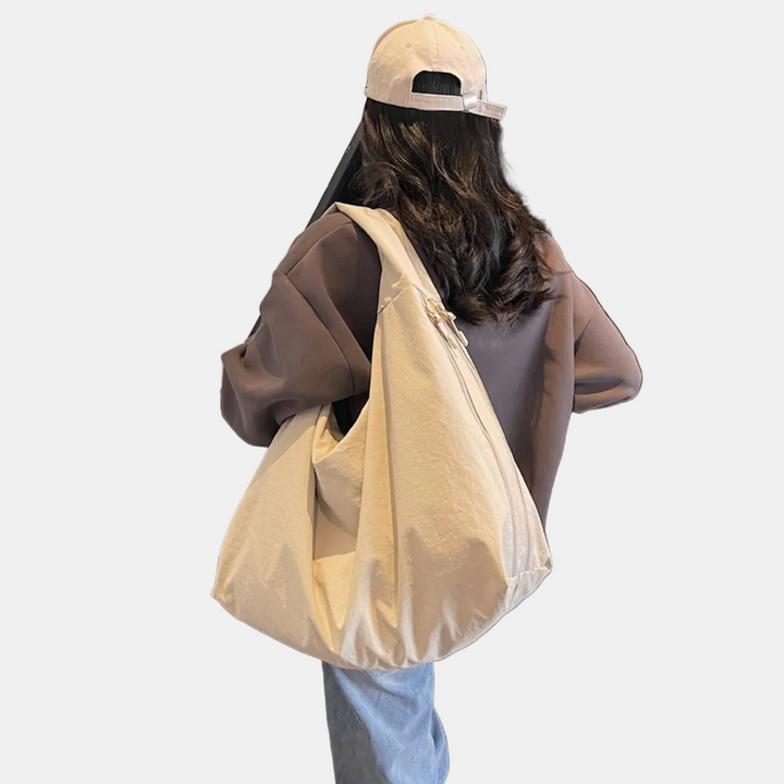 Women's Slouchy Hobo Shoulder Bag with Side Zip Pockets