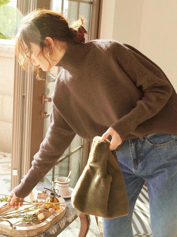 CAMILLE | Women High Neck Loose Knit Pullover Sweater