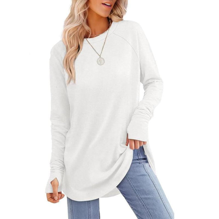 MIRA | Women's Long Sleeve Tunic Top with Thumb Hole and Curved Hem