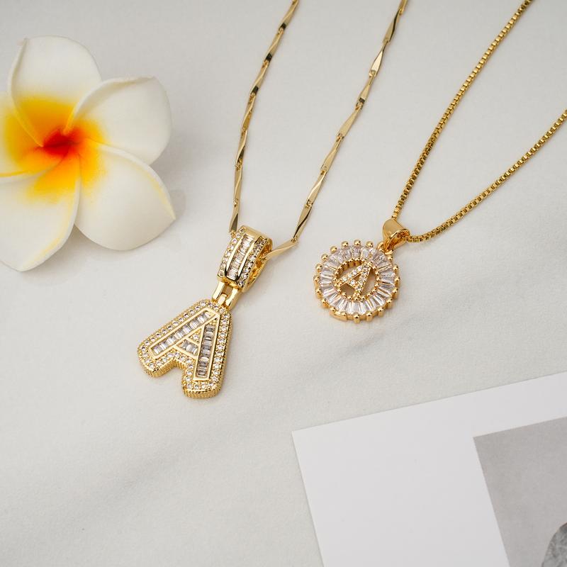AISHA | Elegant 2-Pack Initial Letter Pendant Necklaces