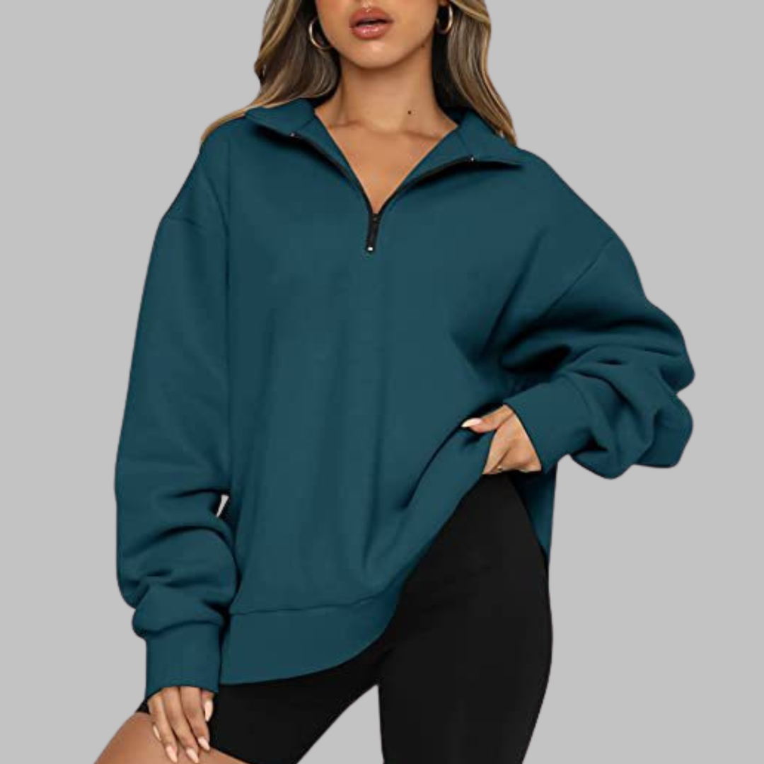 TENLEY | Casual Oversized Half Zip Long Sleeve Sweatshirt