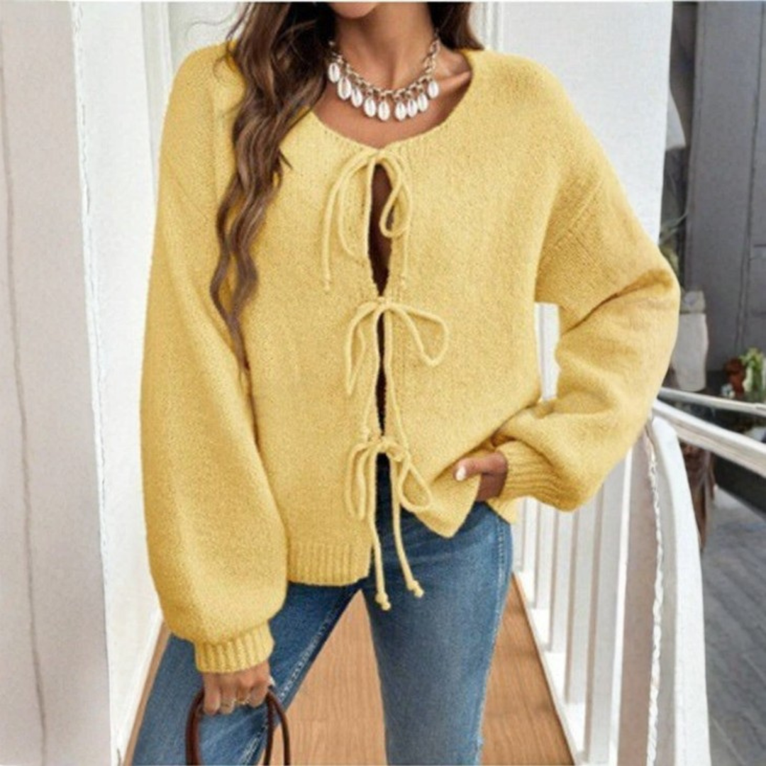 ADRIENNE | Tie-Front Casual Knit Cardigan