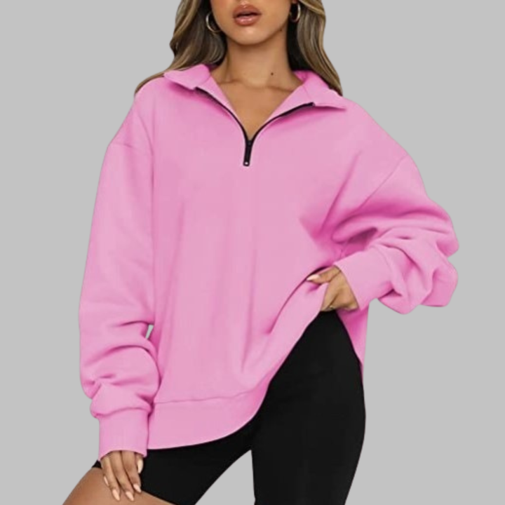 TENLEY | Casual Oversized Half Zip Long Sleeve Sweatshirt