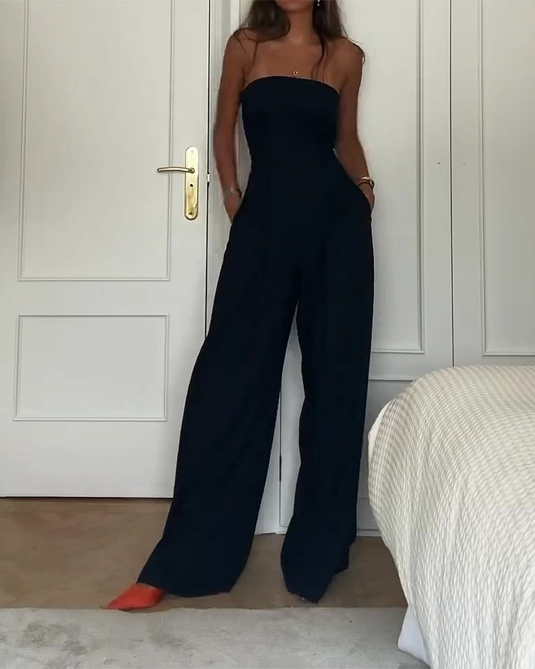 VELORA | Luxe Strapless Jumpsuit