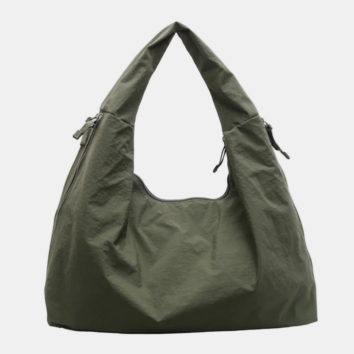 Women's Slouchy Hobo Shoulder Bag with Side Zip Pockets