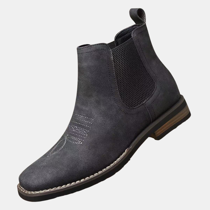 Chelsea boots femme à petit talon, surpiqûres style western, coloris noir