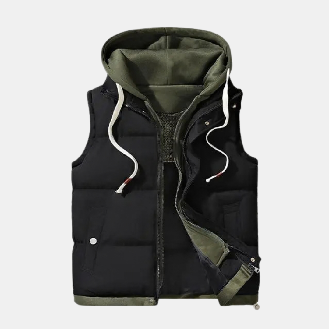 Doudoune sans manches femme matelassée, à capuche pour l’hiver, coloris noir