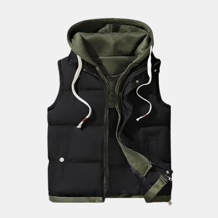 Doudoune sans manches femme matelassée, à capuche pour l’hiver, coloris noir