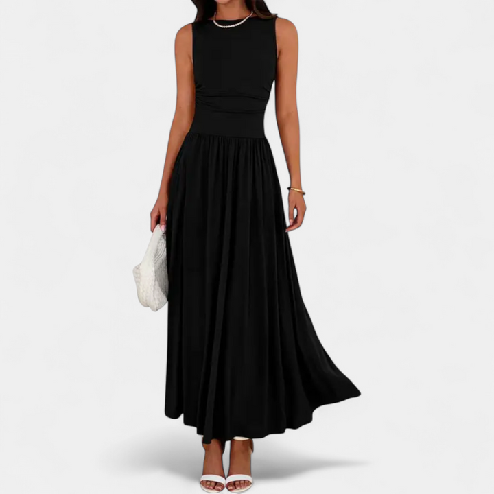 DALIA | Ruched High-Waist Flowy Maxi Dress