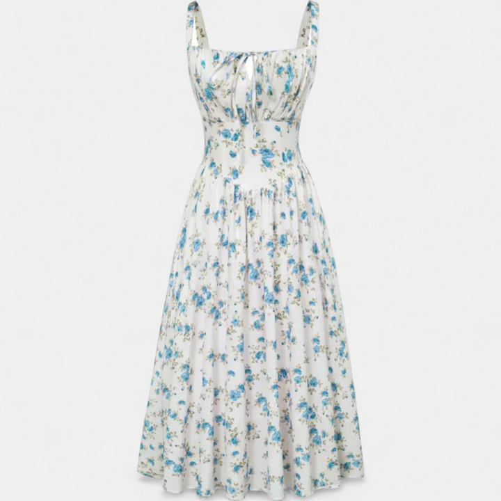CALISTA | Floral Smocked Tie-Waist Midi Dress