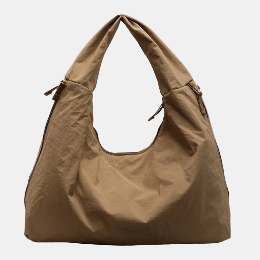 Women's Slouchy Hobo Shoulder Bag with Side Zip Pockets