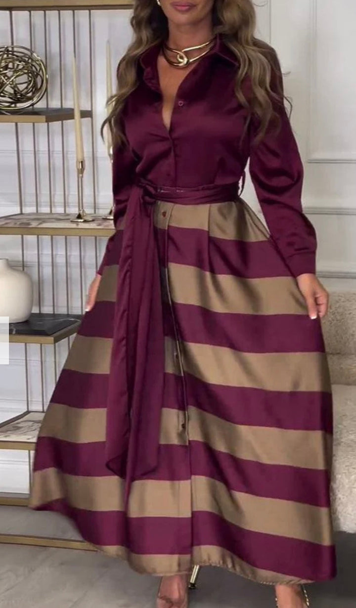 CALISTA | Satin Stripe Dress