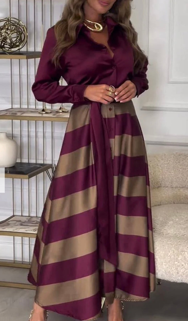 CALISTA | Satin Stripe Dress