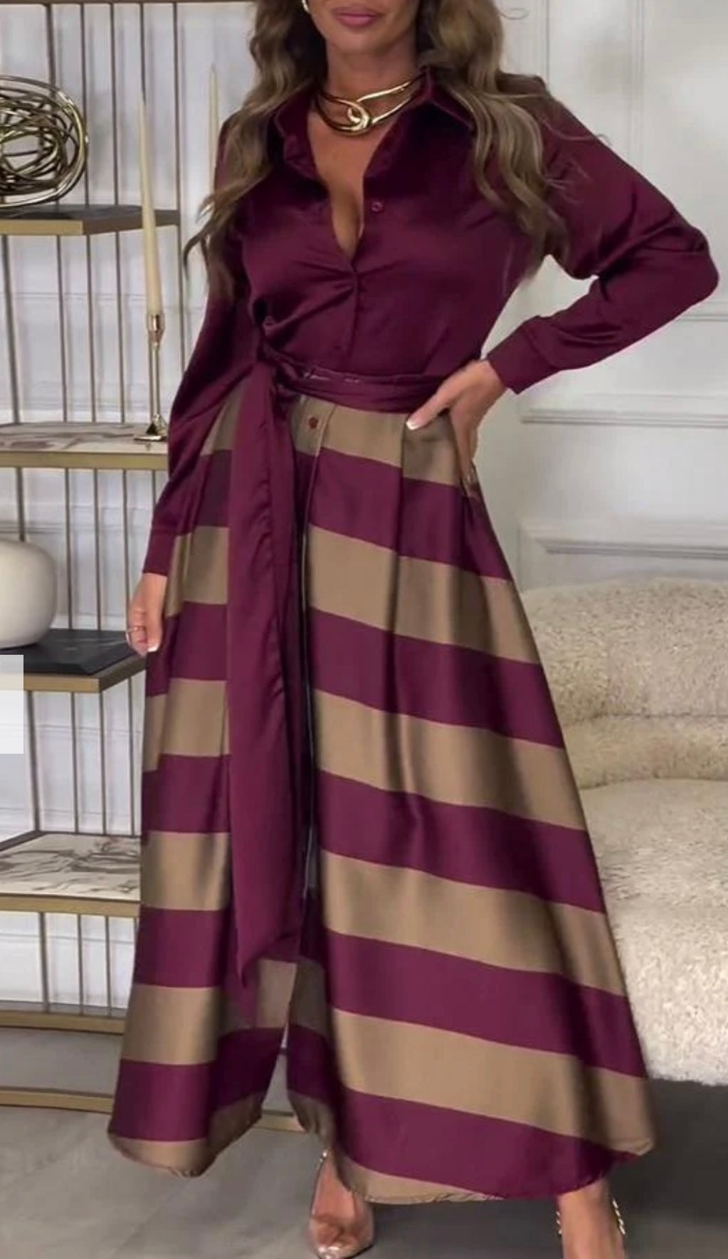 CALISTA | Satin Stripe Dress
