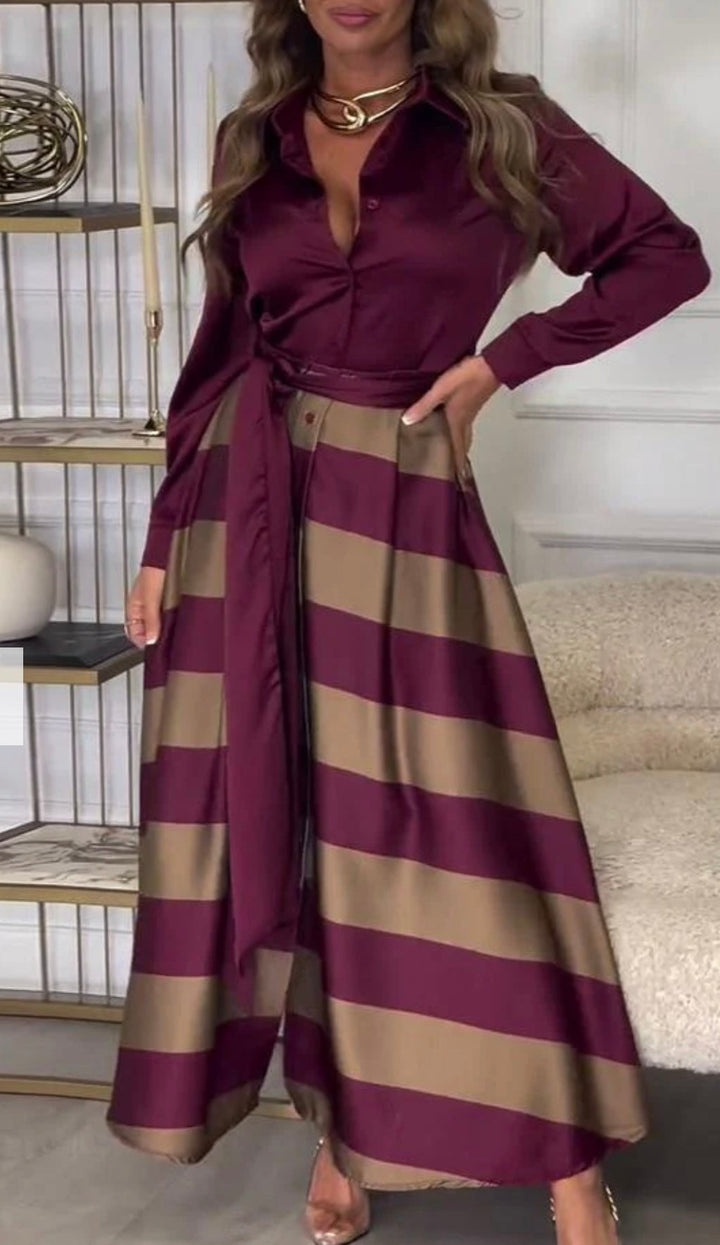 CALISTA | Satin Stripe Dress