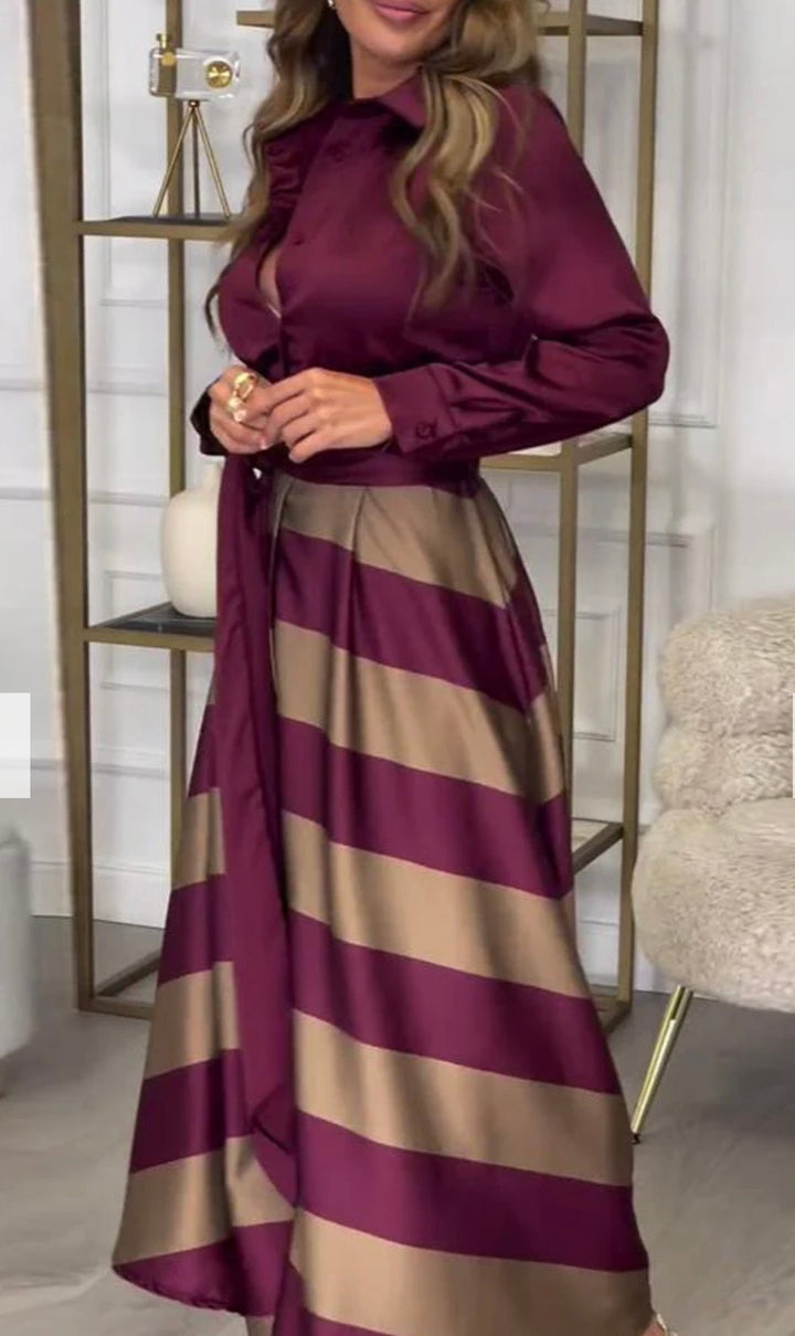CALISTA | Satin Stripe Dress