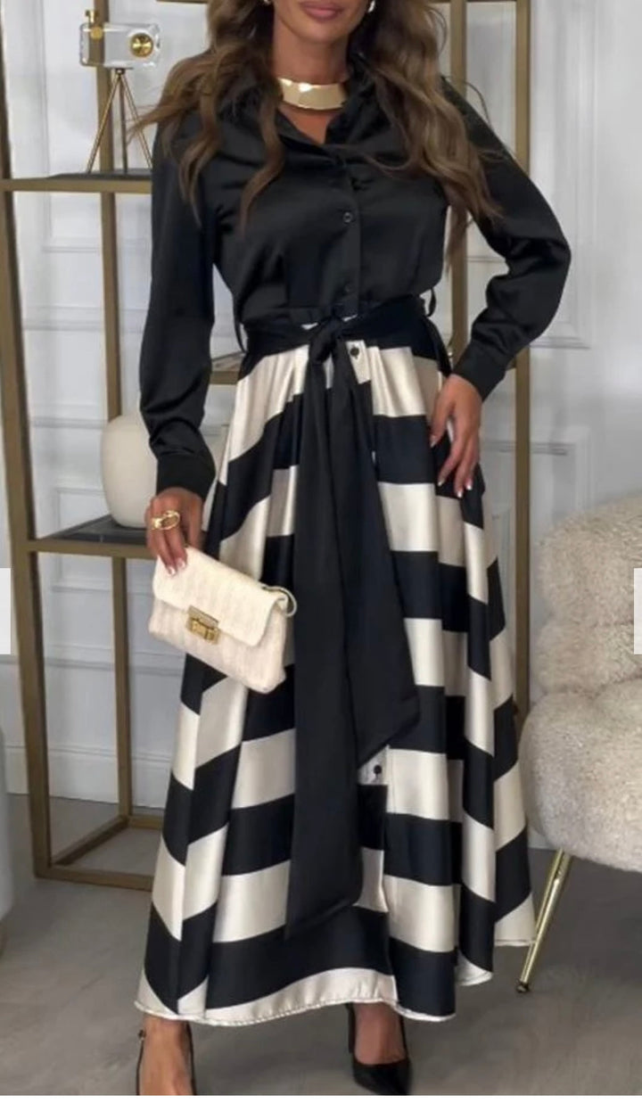 CALISTA | Satin Stripe Dress