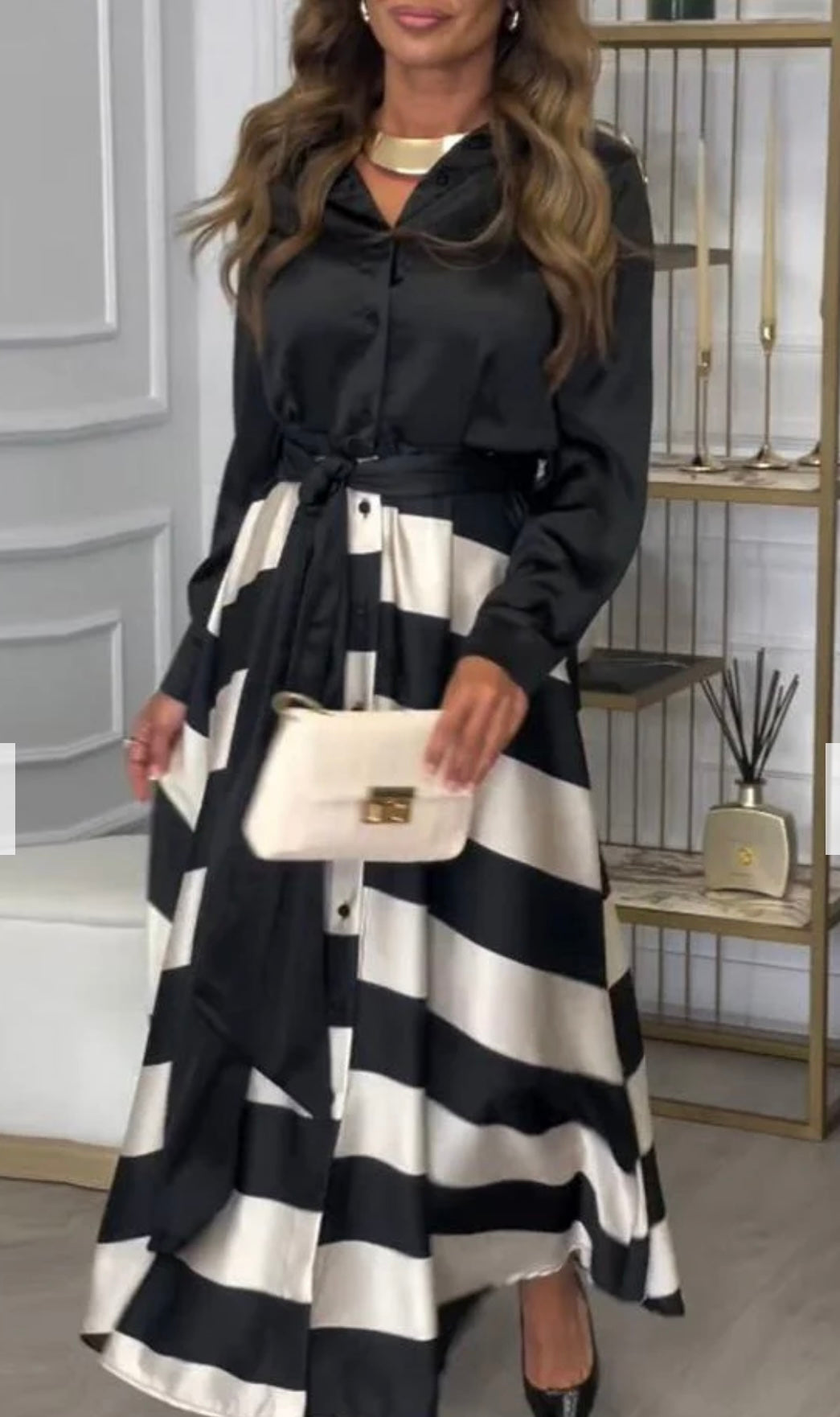 CALISTA | Satin Stripe Dress
