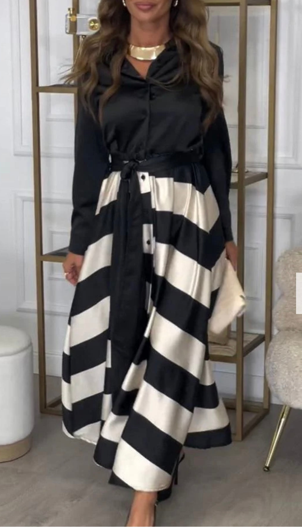 CALISTA | Satin Stripe Dress