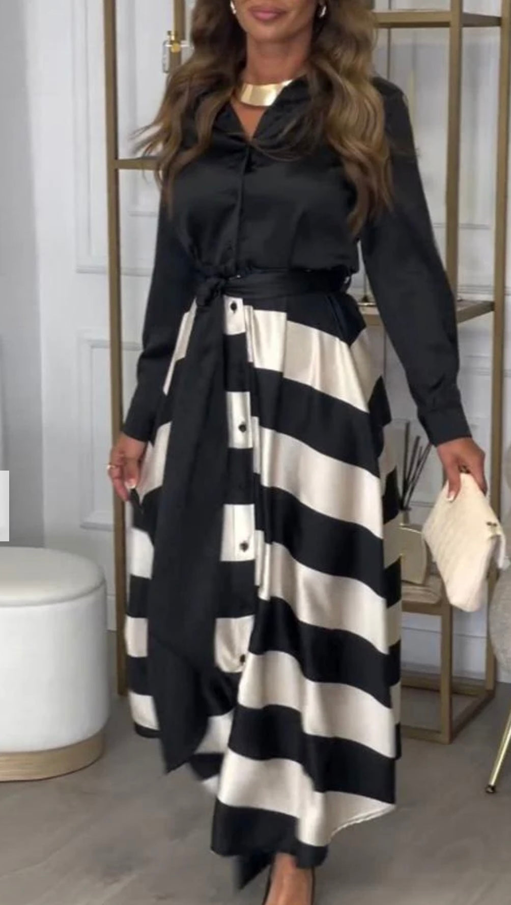 CALISTA | Satin Stripe Dress