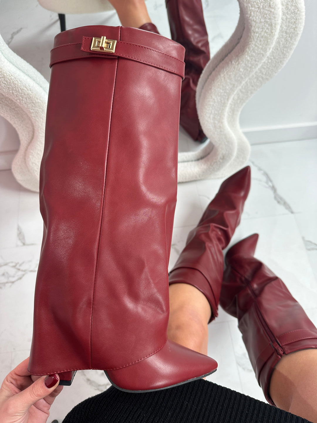 ELOISE | Burgundy Leather Boots