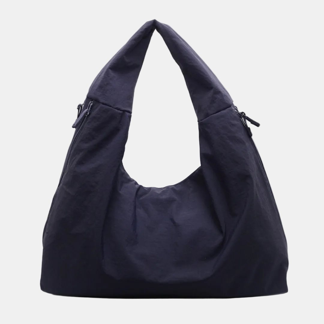 Women's Slouchy Hobo Shoulder Bag with Side Zip Pockets