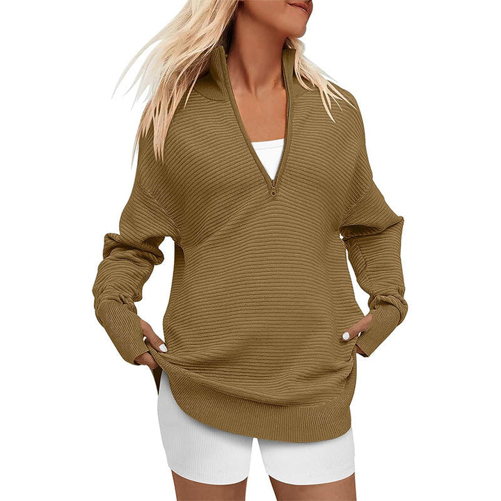 ENNA | Women Quarter Zip Rib Knit Pullover Sweater