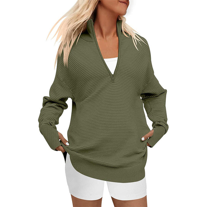 ENNA | Women Quarter Zip Rib Knit Pullover Sweater