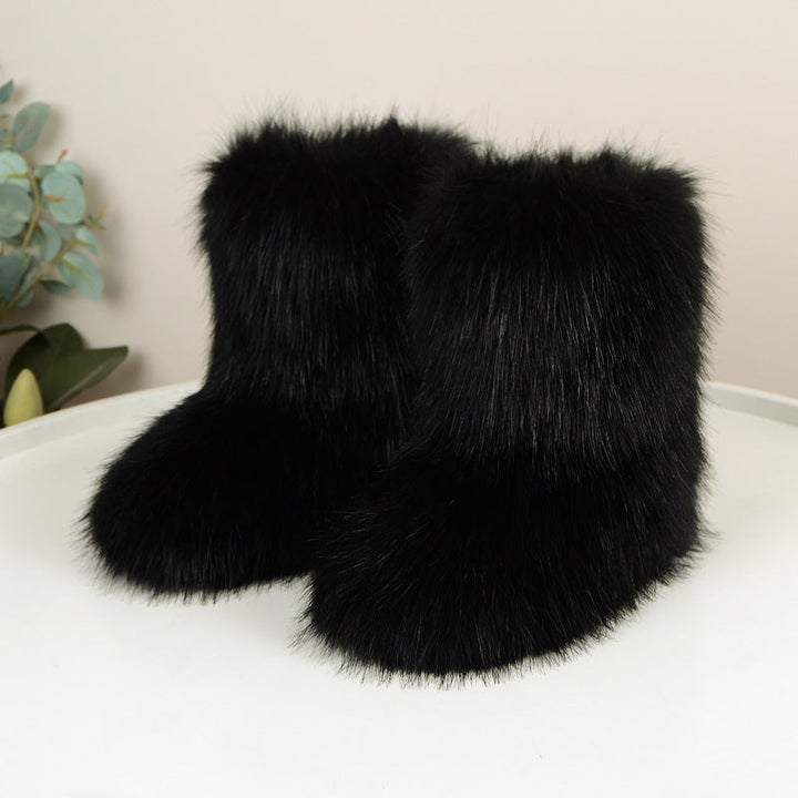 HIRA | Chic Trendy Furry Mid Length Winter Boots
