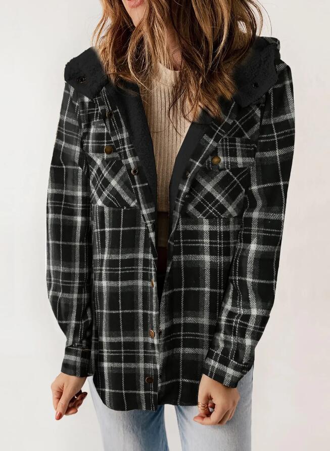 AMELIA | Women’s Plaid Hooded Flannel Jacket for Autumn & Winter