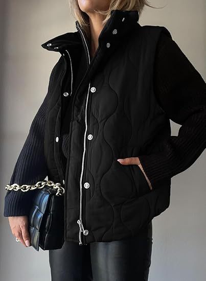 PAMMY | Classic Puffer Button Zip Up Collared Vest